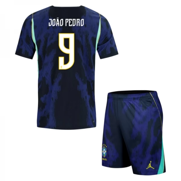 Brasilien João Pedro 9 Auswärts Trikot Set Kinder WM 2026 Brasilien João Pedro 9 Auswärts Trikot Set Kinder WM 2026