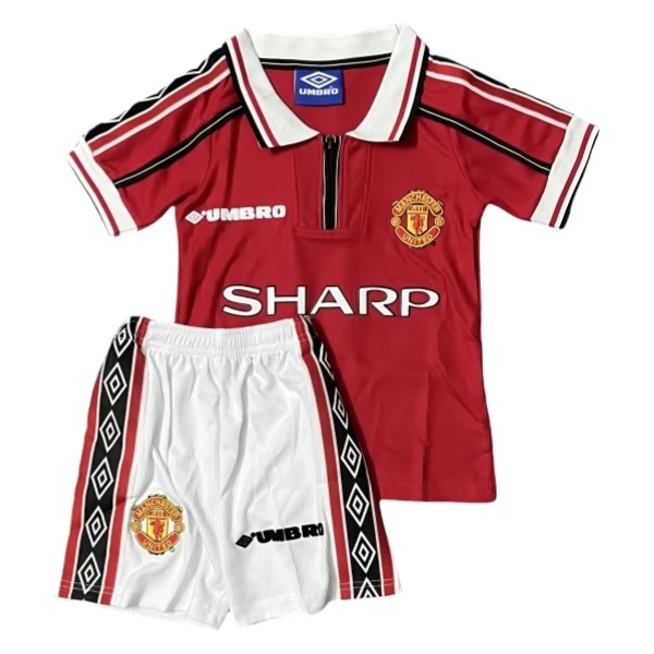 Manchester United Retro Heim Trikot Set Kinder 1998-99 Manchester United Retro Heim Trikot Set Kinder 1998-99