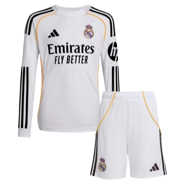 Real Madrid Heim Trikot Set Kinder 2025-26 Langarm Real Madrid Heim Trikot Set Kinder 2025-26 Langarm
